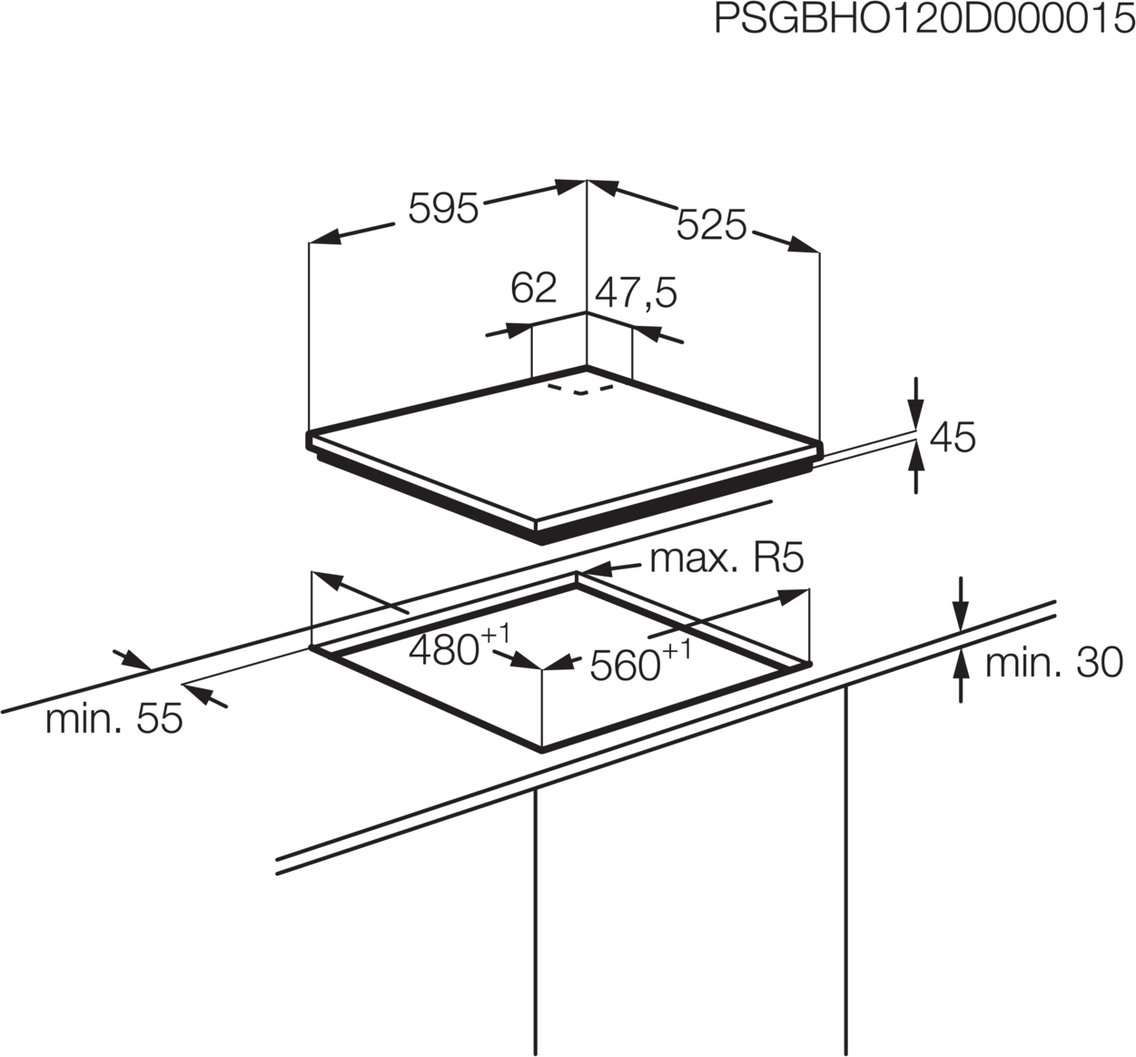 AEG 7000 gaskookplaat - 60cm - HGB64423UZ