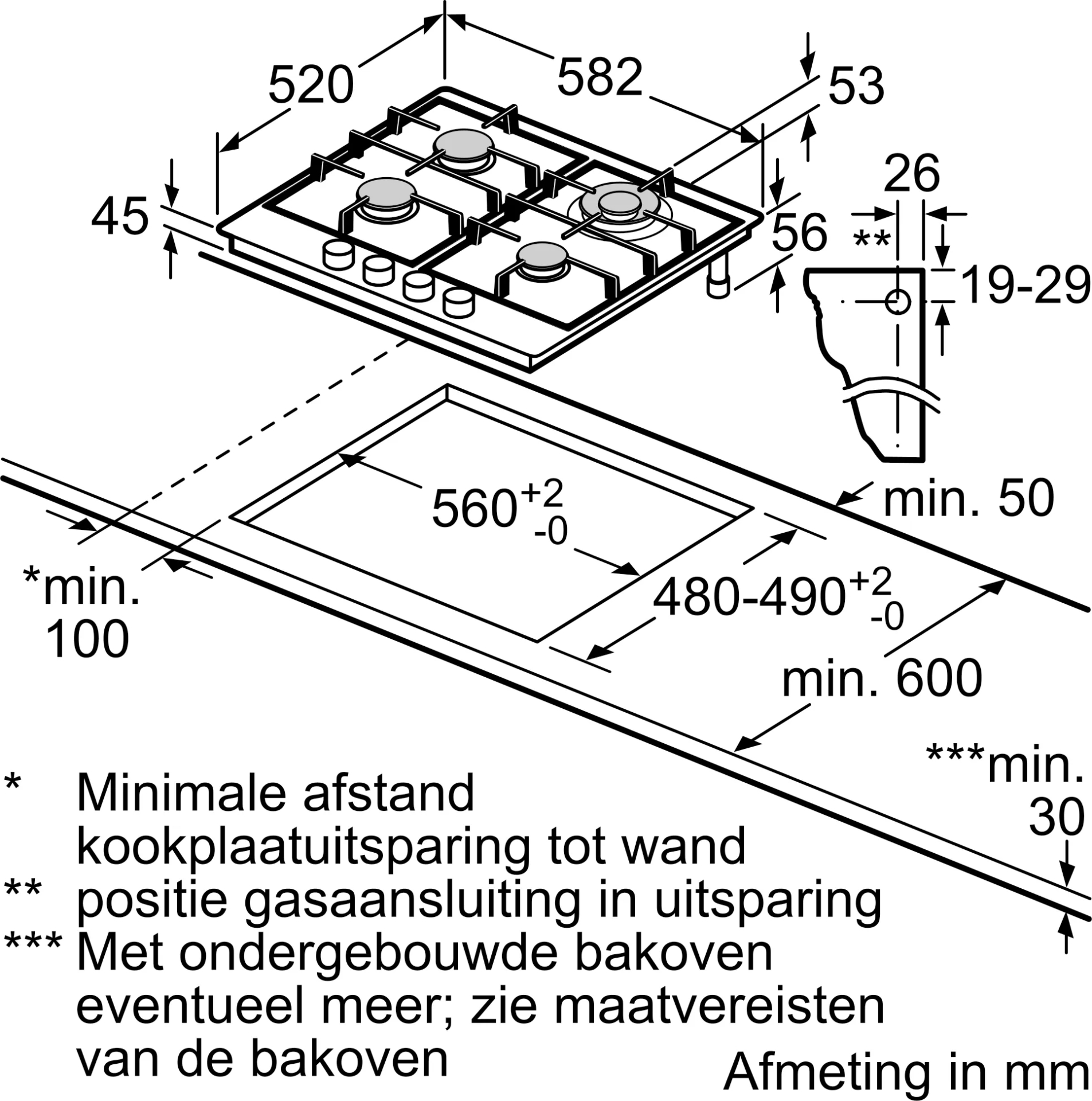 BOSCH SERIE 4 gaskookplaat - 60cm - PGH6B5K90