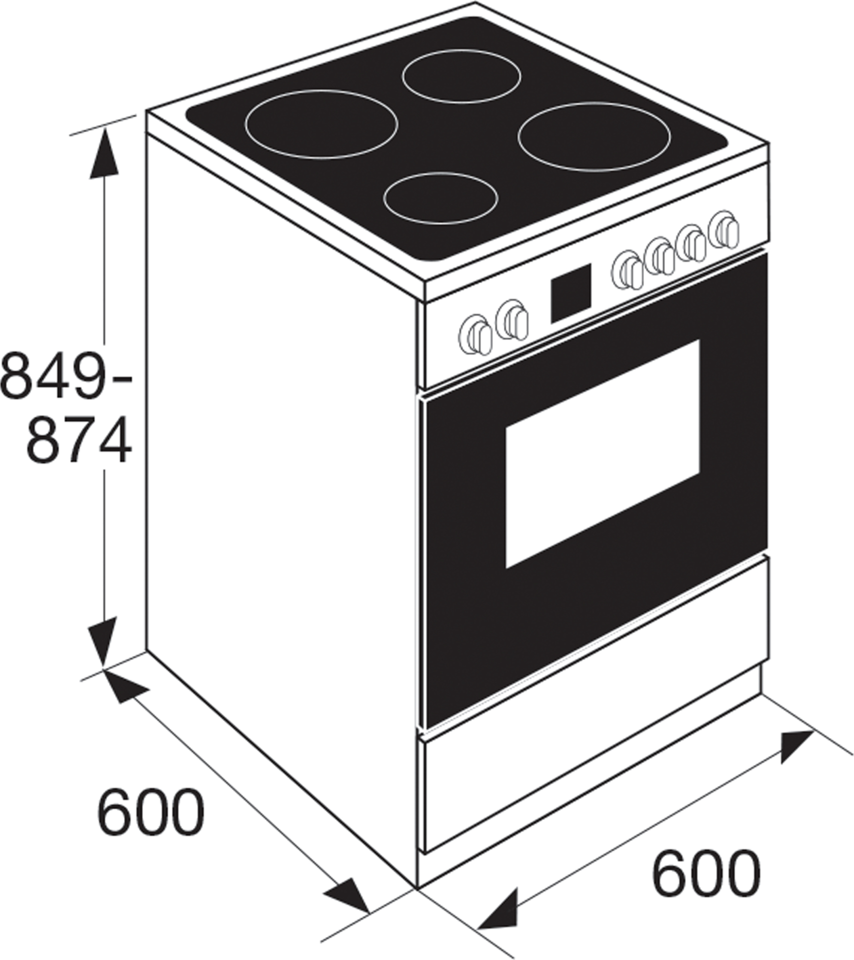 ETNA fornuis met inductie kookplaat - 60cm - FIV760WIT