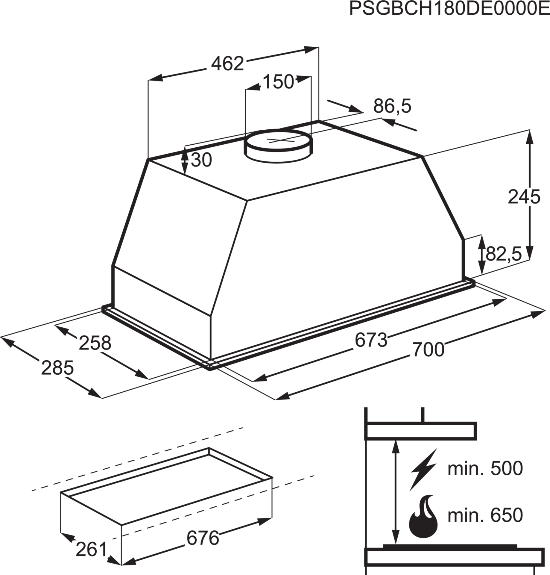 AEG 6000 inbouwgroep - 70cm - DGB3850M