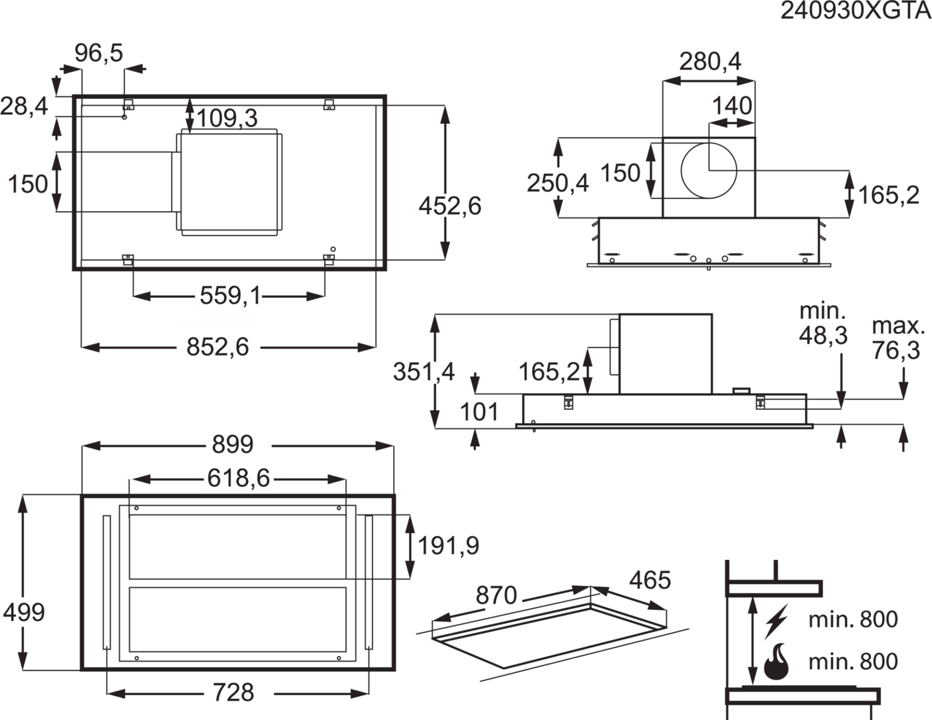 AEG 7000 plafonddampkap - 90cm - NDC7791SB