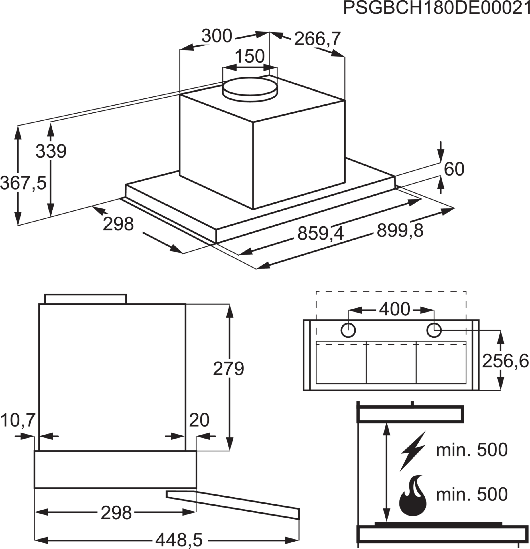 AEG 6000 telescopische dampkap - 90cm - DPE4941M