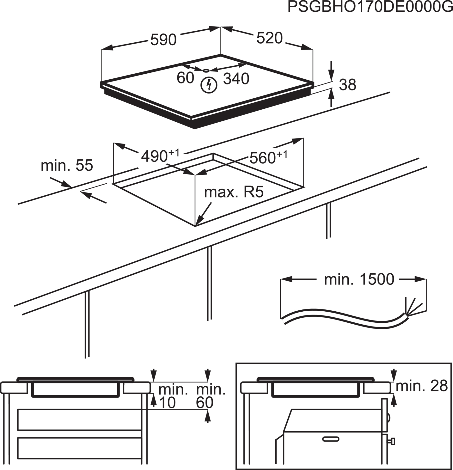 AEG 3000 vitrokeramische kookplaat - 60cm - HK634030FB