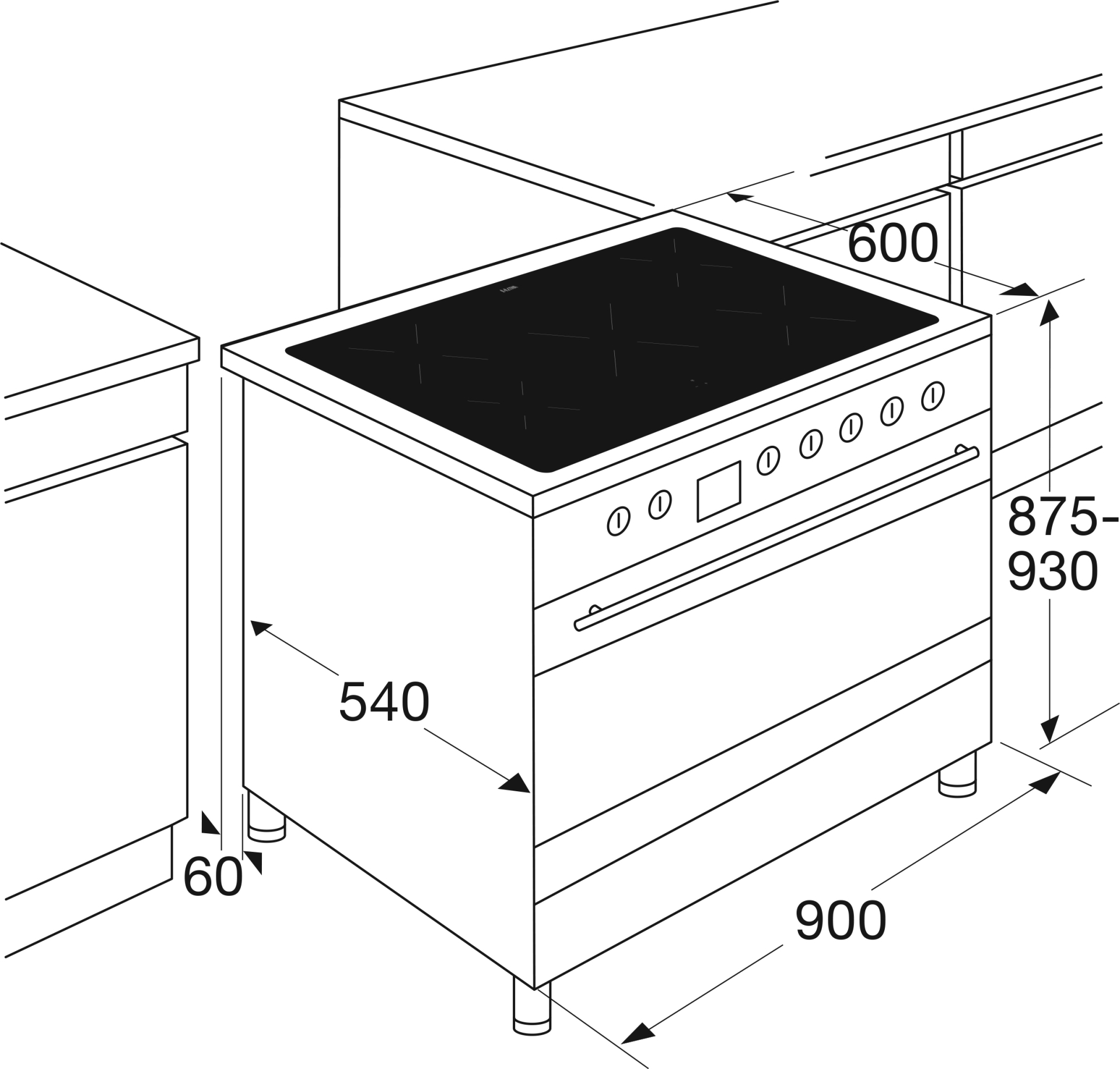 ETNA fornuis met inductie kookplaat - 90cm - FI590RVS