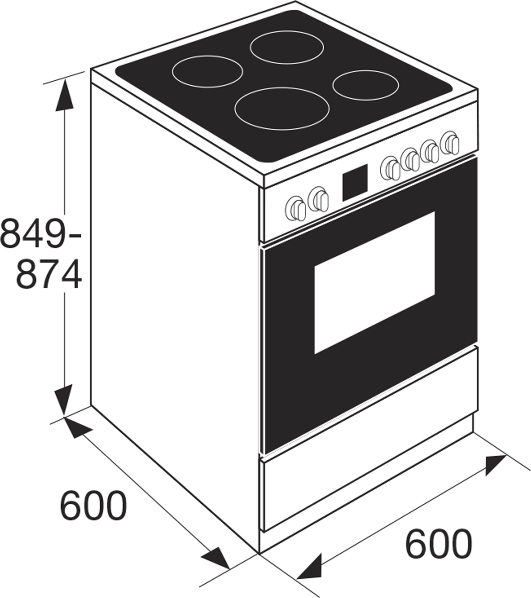 ETNA fornuis met keramische kookplaat - 60cm - FKV761WIT