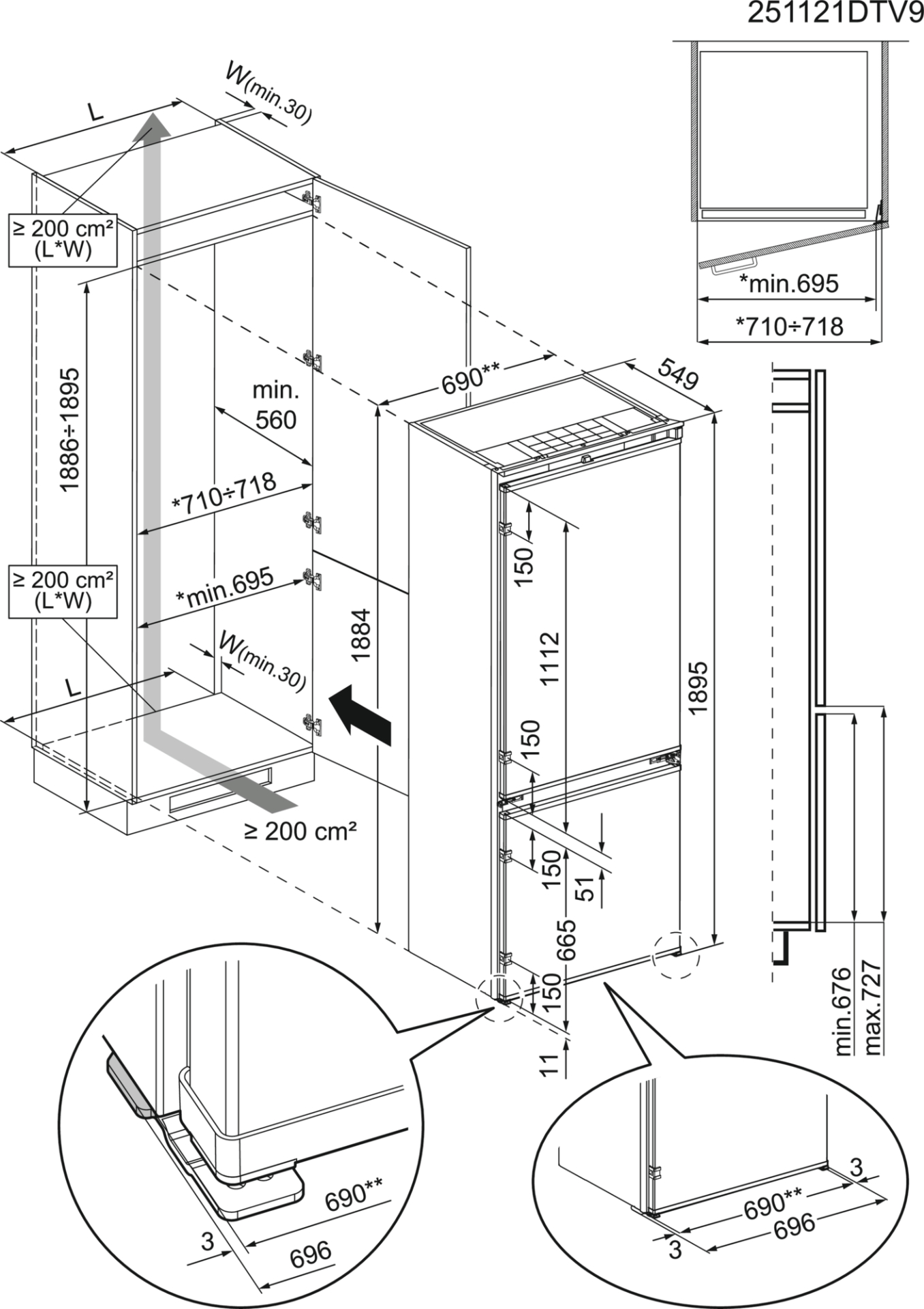 AEG 8000 koel-/vriescombinatie - 190cm - NSC8T751DS