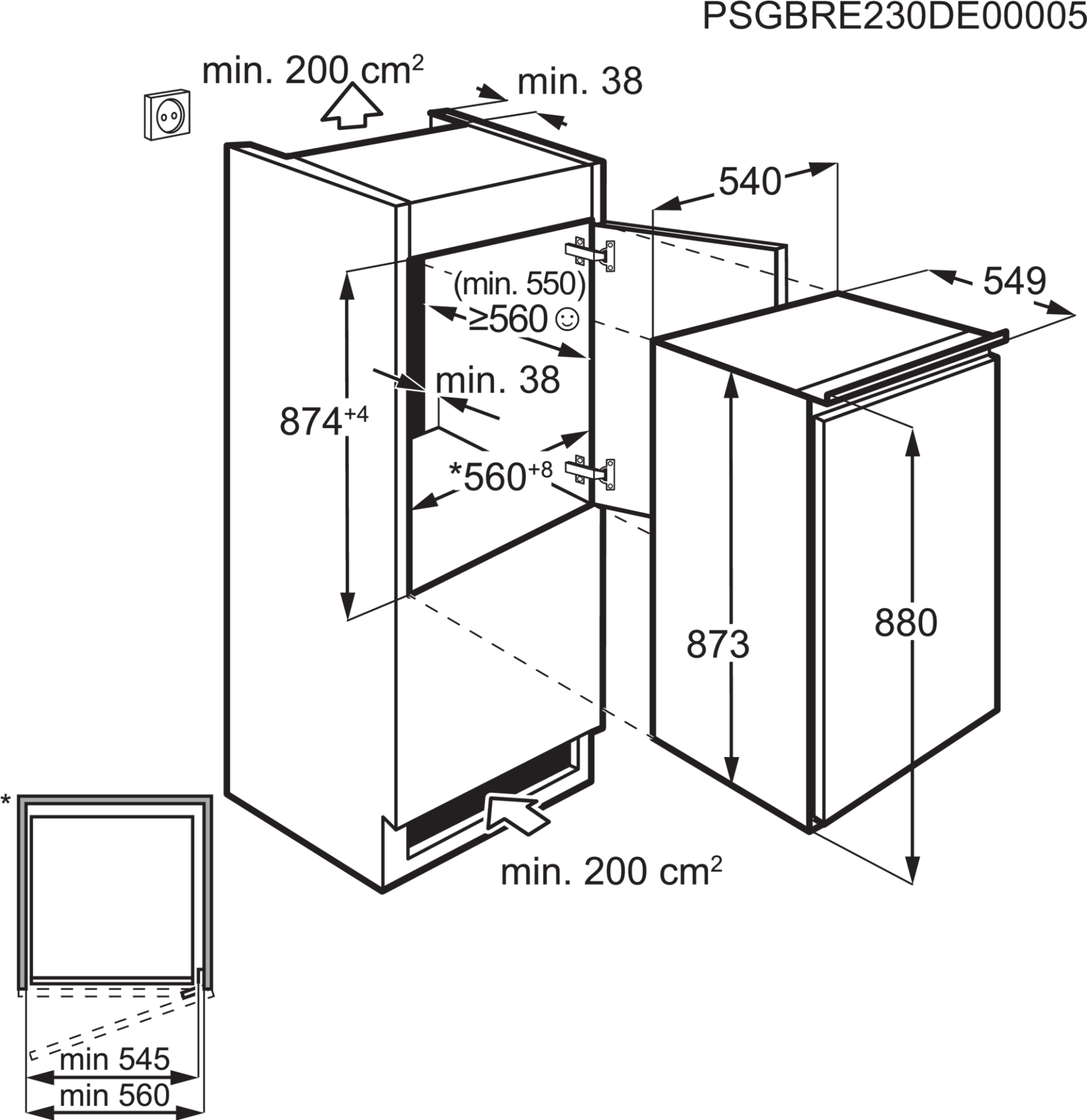 ELECTROLUX 600 inbouw vriezer - 88cm - LUB3AE88S