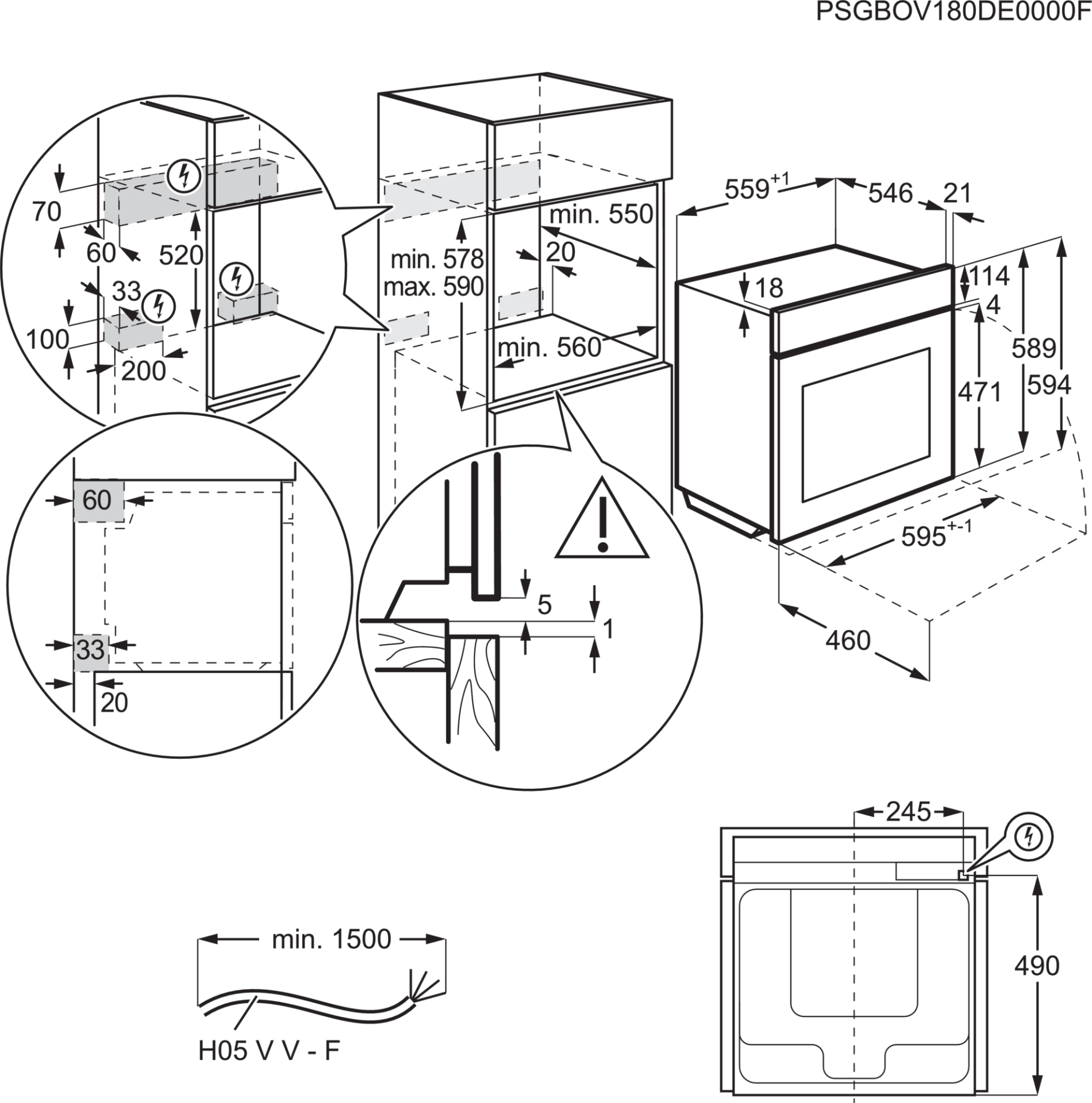 AEG 5000 multifunctionele oven - 60cm - NBS6C521AB