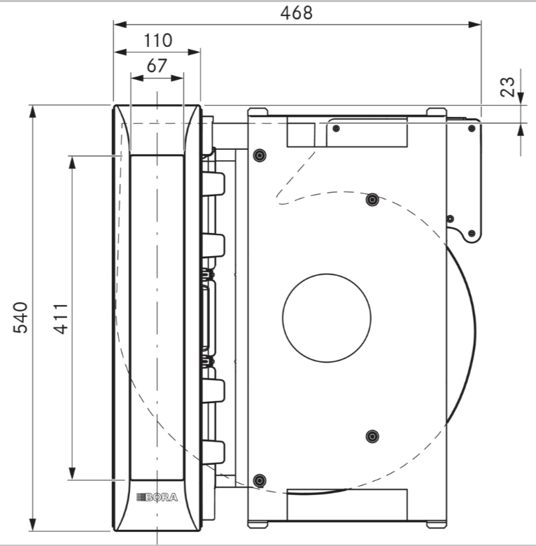BORA werkbladdampkap - 110cm - PKAS3AB
