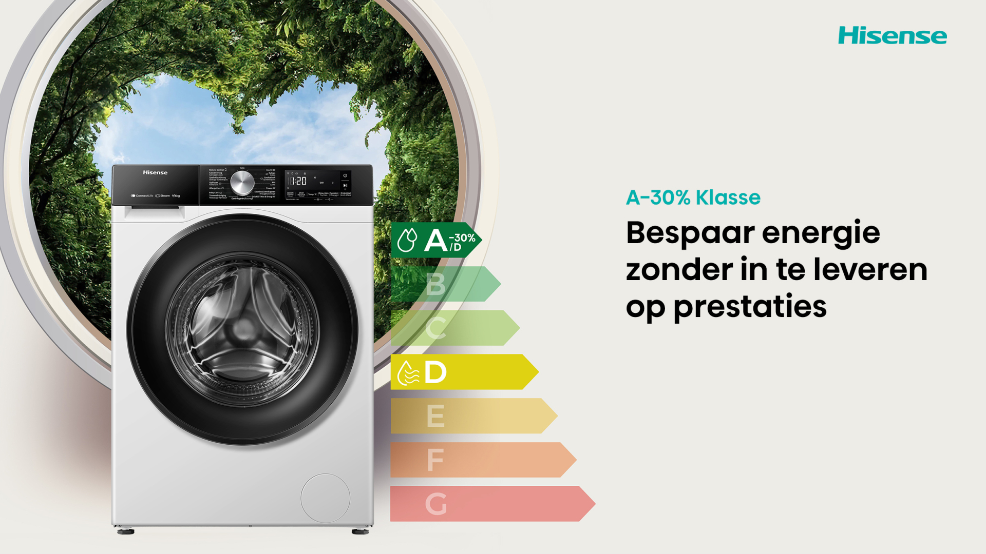 HISENSE was- droogcombinatie - WD3S9043BW3