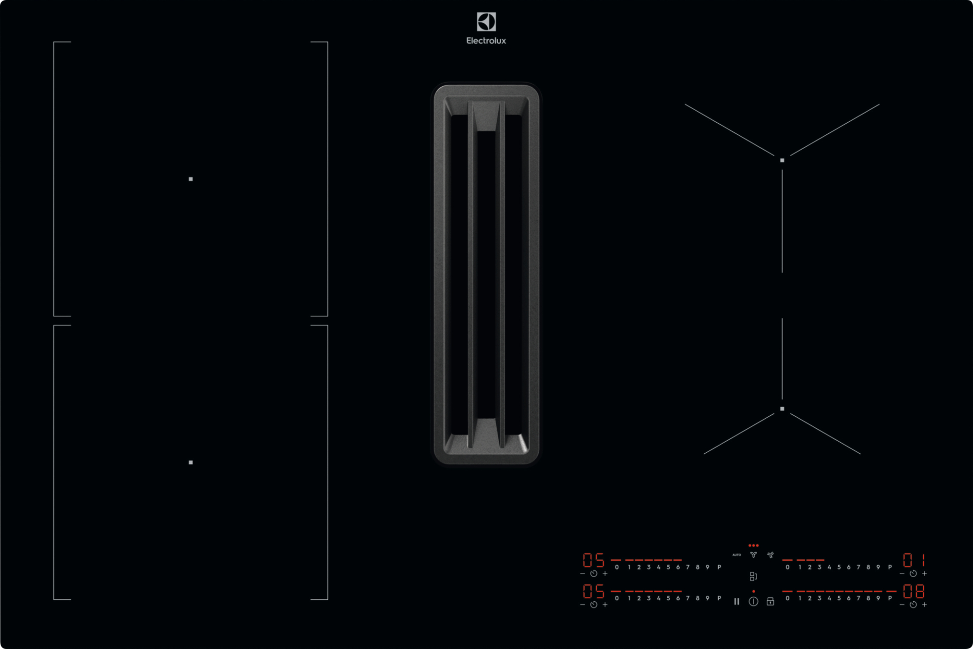ELECTROLUX 600 kookplaat met afzuiging - 80cm - KCD83443CK