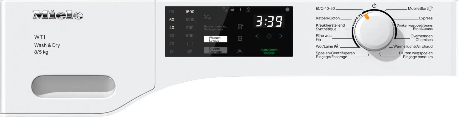 MIELE STANDARD CHROME EDITION Was-droogcombinatie 5 kg - WTD160WCS